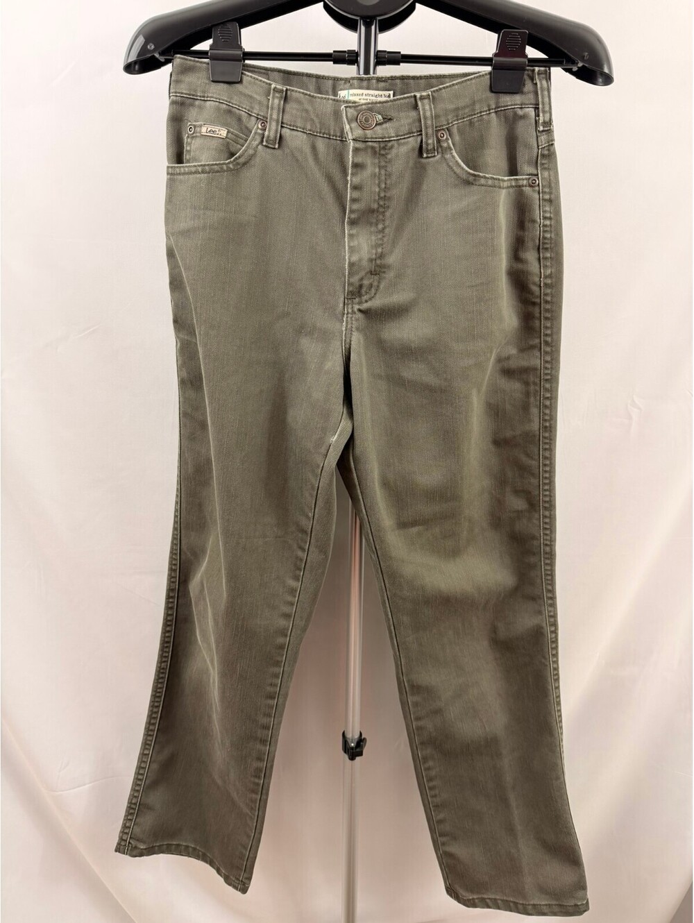 LEE Brand Olive Green Denim Relaxed Straight Leg Size 6 Short